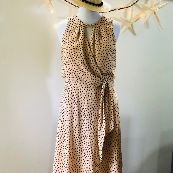 karin stevens Dresses & Skirts - Karin Stevens Dress Midi Tie Neck Polka Dots Sz 16